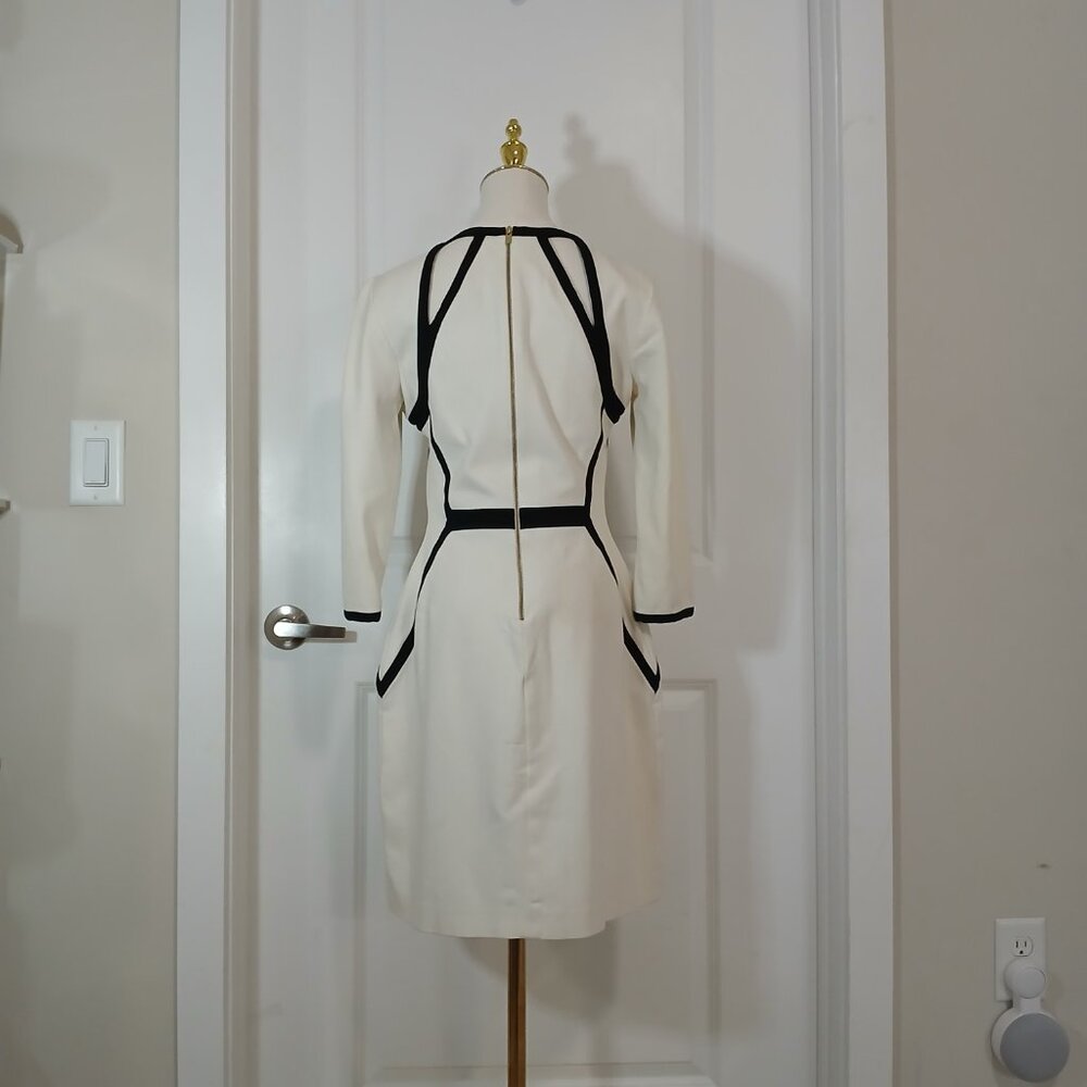 Banana Republic Trim Sheath Dress Women’s Size 8 Cream Black - Like New - Picture 5 of 8